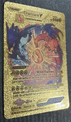 Pokemon Charizard V Evolution 508HP Gold Foil Fan Art Card Smooth - Image 2