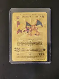 Charizard 120 HP, Pokemon Gold Foil Card 4/102, Card Collectible/Fan Art/TMP - Image 1