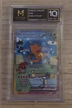 Pokemon Bubble Charizard Custom Slab Mental FAN ART, FREE SHIPPING - Image 1