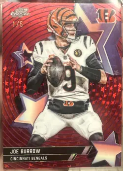 Topps 2025 Chrome Cosmic Joe Burrow Red Flare Starfractor 1/5 Bengals RARE!! - Image 1