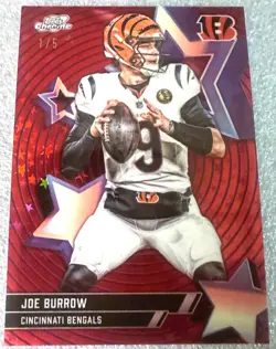 Topps 2025 Chrome Cosmic Joe Burrow Red Flare Starfractor 1/5 Bengals RARE!! - Image 2
