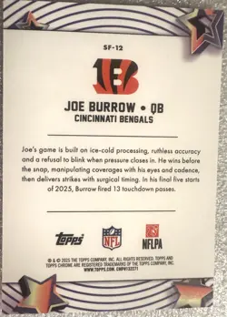 Topps 2025 Chrome Cosmic Joe Burrow Red Flare Starfractor 1/5 Bengals RARE!! - Image 3