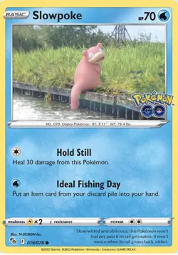 Pokemon Card SLOWPOKE Common 19/78 POKEMON GO *MINT* - Image 1