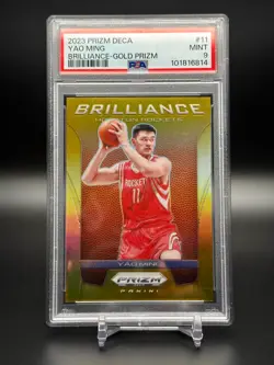 Yao Ming 2023 Panini Prizm Deca Brilliance #11 Gold /10 PSA 9 RARE CARD - Image 1