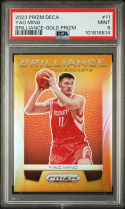 Yao Ming 2023 Panini Prizm Deca Brilliance #11 Gold /10 PSA 9 RARE CARD - Image 3