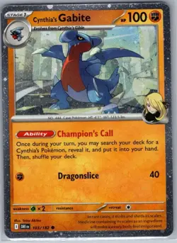 Cynthia's Gabite (Cosmos Holo) 103/182 - Pokemon Card - NM - Image 1