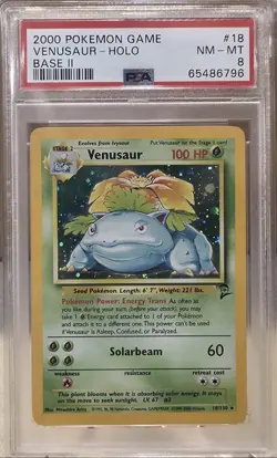 2000 Pokemon Base Set 2 Venusaur Holo #18/130 PSA 8 NM-MT WOTC Vintage - Image 1