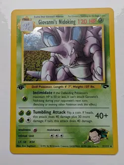 Giovanni's Nidoking 1st Edition Holo 7/132 - NM - Pokemon Gym Challenge - Clean - Image 1