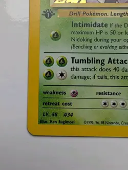 Giovanni's Nidoking 1st Edition Holo 7/132 - NM - Pokemon Gym Challenge - Clean - Image 2