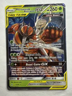 2019 Pokemon Unbroken Bonds Pheromosa & Buzzwole GX 1/214 - Image 1