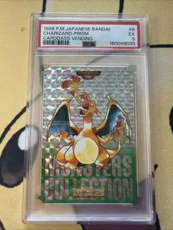 PSA 5 Charizard Green Background Prism Holo 1996 Pokemon Japanese Carddass - Image 1