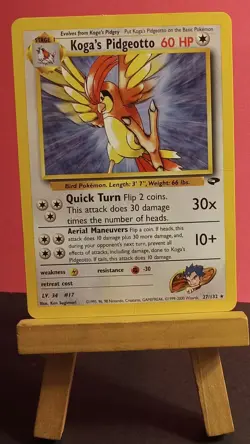 Pokemon TCG Koga's Pidgeotto 27/132 Gym Challenge Unlimited Regular Rare LP-/MP+ - Image 3