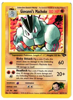 Pokemon TCG Giovanni's Machoke 42/132 Uncommon Unlimited LP/MP - Image 1