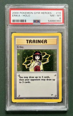 Erika 16/132 Gym Heroes PSA 8 NM-Mint Pokemon Card WOTC - Image 1