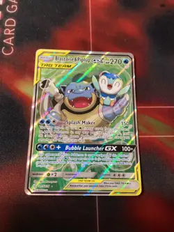 Blastoise & Piplup GX 215/236 Alt Art Tag Team Cosmic Eclipse Pokemon TCG - Image 1