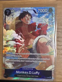 One Piece Card Game Monkey.D.Luffy P-075 Promo Holo Ding on the back left - Image 1