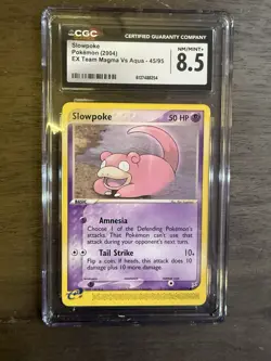Pokemon Slowpoke CGC 8.5 EX Team Magma vs Aqua 45/95 Common Regular 2004 - Image 1