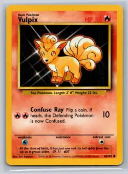 Vulpix 68/102 Common Base Set Unlimited Pokemon Lightly Played - Image 1