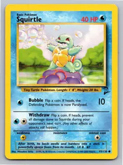 Squirtle 93/130 Common Base Set 2 Pokemon Moderately Played - Image 1