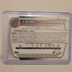 JT QUINN 2025 BOWMAN CHROME DRAFT 1ST GREEN GRASS REFRACTOR /99 #BDC-85 Q6988 - Image 2
