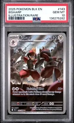 2025 POKEMON BLK EN-BLACK BOLT ILLUSTRATION RARE #143 BISHARP PSA 10 - Image 1