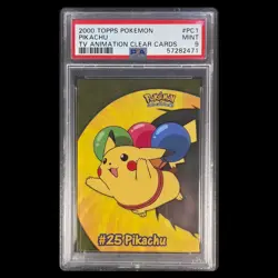 2000 Topps Pokemon TV Animation Clear Cards #PC1 Pikachu PSA 9 MINT - Image 1