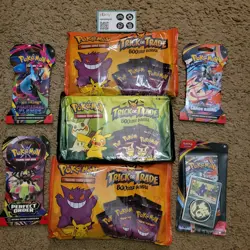 Lot of 3 Pokemon Trick or Trade Bundles and 4 New Sealed Booster Packs Mega 820650850783 - Image 1