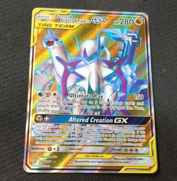 Pokemon TCG Arceus & Dialga & Palkia GX 220/236 TAG TEAM Full Art Holo - Image 1