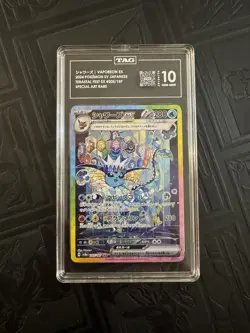 TAG 10 GEM MINT JAPANESE POKEMON 2024 VAPOREON EX 205/187 TERASTAL FESTIVAL SV8a - Image 1
