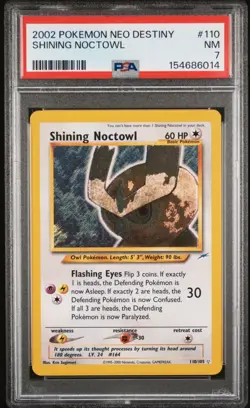 Pokemon Shining Noctowl Neo Destiny Unlimited Holo Rare #110 PSA 7 - Image 1