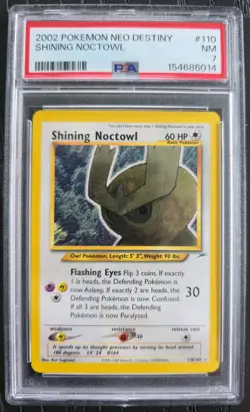 Pokemon Shining Noctowl Neo Destiny Unlimited Holo Rare #110 PSA 7 - Image 3