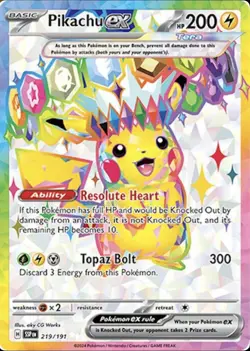 Pokemon TCG Pikachu EX Surging Sparks Ultra Rare Card - Image 1