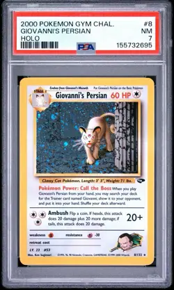 2000 Pokemon Giovanni's Persian 8/132 Gym Challenge Holo PSA 7 - Image 1