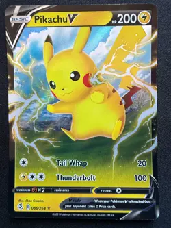 PIKACHU V 086/264 FUSION STRIKE ENGLISH POKEMON CARD TCG V HOLO - Image 1