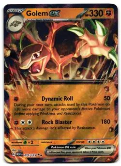 Golem ex 076/165 - 🌊 151 Double Rare Pokemon TCG Holo 🖤 - LP - Image 1