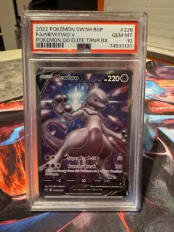 2022 POKEMON SWSH BLACK STAR PROMO #229 FA/MEWTWO V POKEMON GO PSA 10 - Image 3
