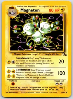 POKEMON FOSSIL MAGNETON 26/62 RARE NON HOLO LP - Image 1