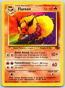 POKEMON JUNGLE FLAREON 19/64 RARE NON HOLO LP - Image 1