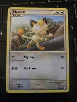 Pokemon TCG Meowth Heartgold & Soulsilver 75/123 Regular LP - Image 1