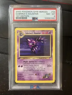 2000 POKEMON GYM HEROES 1ST EDITION #58 SABRINA'S HAUNTER PSA 8 BL - Image 1