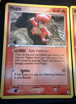 Pokemon-VINTAGE FIRE TYPE YUKA MORII LOT: MAGBY 58/92 & NUMEL 5/10 (Trainer Kit) - Image 2