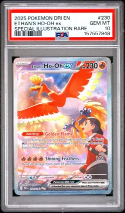 2025 POKEMON DESTINED RIVALS SPECIAL ILLUSTRATION RARE ETHAN'S HO-OH EX PSA 10 - Image 1