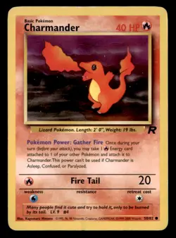 Charmander 50/82 Common Team Rocket Pokemon Unlimited Moderately Played - Image 1