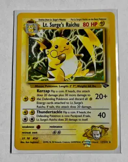 Lt. Surge's Raichu 11/132 Gym Challenge Holo Pokemon Card TCG MP - Image 1