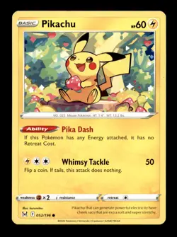 Pikachu 052/196 Common Lost Origin Pokemon Lightly Played - Image 1