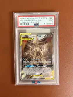 2019 Pokemon Sun & Moon Arceus Dialga Palkia GX PSA 9 Cosmic Eclipse #221 FA - Image 1