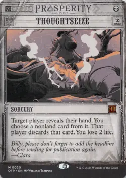 MTG Thoughtseize Normal NM Outlaws of Thunder Junction OTJ Breaking News - Image 1