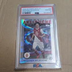 Topps Uefa Club Competitions 2024/25 Maghes Akliouche Rain Drops Gem Mint 10 psa - Image 1