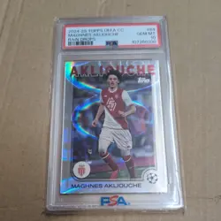 Topps Uefa Club Competitions 2024/25 Maghes Akliouche Rain Drops Gem Mint 10 psa - Image 2