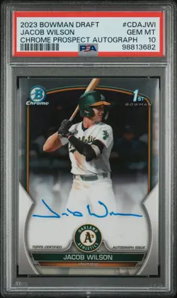 2023 BOWMAN DRAFT CHROME PROSPECT AUTO #CDAJWI JACOB WILSON PSA 10 - Image 1
